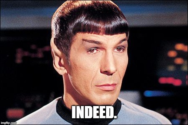 Condescending Spock | INDEED. | image tagged in condescending spock | made w/ Imgflip meme maker