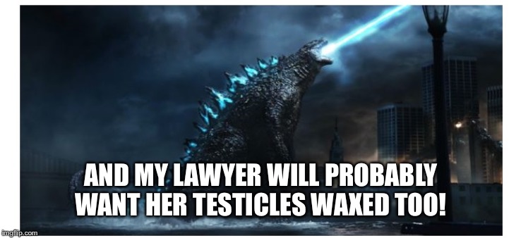 AND MY LAWYER WILL PROBABLY WANT HER TESTICLES WAXED TOO! | made w/ Imgflip meme maker