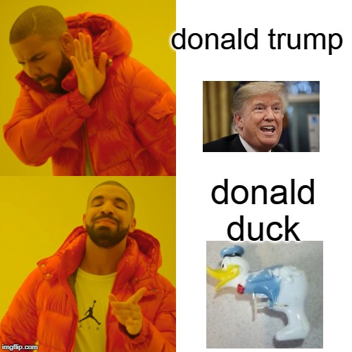 Drake Hotline Bling Meme | donald trump; donald duck | image tagged in memes,drake hotline bling | made w/ Imgflip meme maker