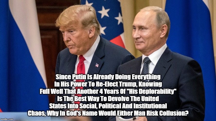 Since Putin Is Already Doing Everything In His Power To Re-Elect Trump, Knowing Full Well That Another 4 Years Of "His Deplorability" Is The | made w/ Imgflip meme maker