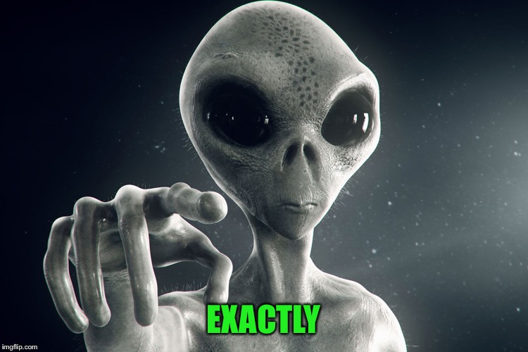 Alien Pointing | EXACTLY | image tagged in alien pointing | made w/ Imgflip meme maker