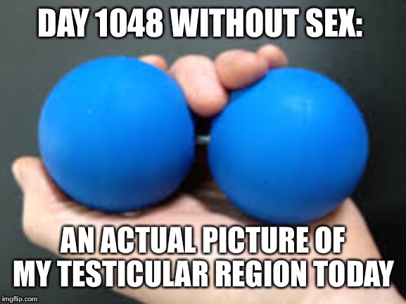 blue Balls | DAY 1048 WITHOUT SEX:; AN ACTUAL PICTURE OF MY TESTICULAR REGION TODAY | image tagged in blue balls,memes,sex,testicles | made w/ Imgflip meme maker