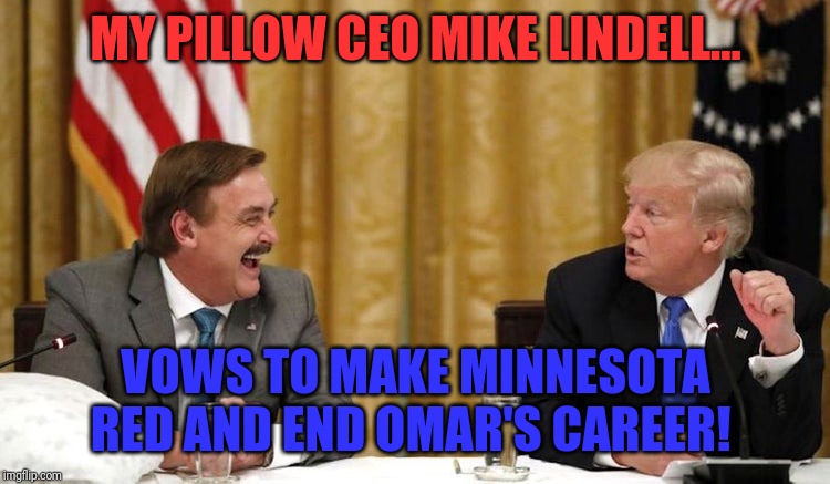 Politics | MY PILLOW CEO MIKE LINDELL... VOWS TO MAKE MINNESOTA RED AND END OMAR'S CAREER! | image tagged in money in politics | made w/ Imgflip meme maker
