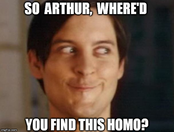 SO  ARTHUR,  WHERE'D YOU FIND THIS HOMO? | made w/ Imgflip meme maker