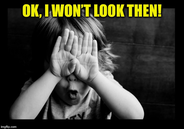 hiding eyes | OK, I WON’T LOOK THEN! | image tagged in hiding eyes | made w/ Imgflip meme maker