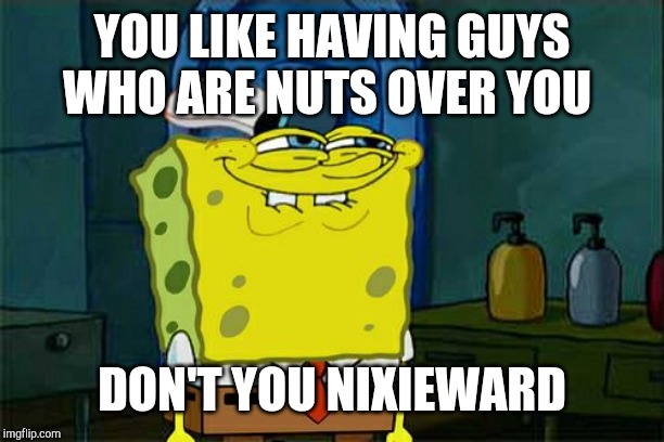 Don't You Squidward Meme | YOU LIKE HAVING GUYS WHO ARE NUTS OVER YOU DON'T YOU NIXIEWARD | image tagged in memes,dont you squidward | made w/ Imgflip meme maker