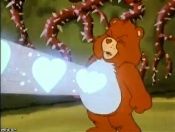 Care Bear heart power | image tagged in care bear heart power | made w/ Imgflip meme maker