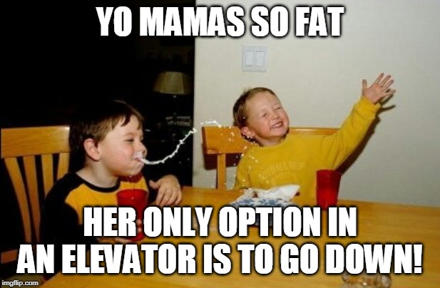 Yo Mamas So Fat Meme | YO MAMAS SO FAT; HER ONLY OPTION IN AN ELEVATOR IS TO GO DOWN! | image tagged in memes,yo mamas so fat | made w/ Imgflip meme maker