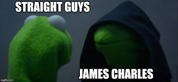 Evil Kermit | STRAIGHT GUYS; JAMES CHARLES | image tagged in memes,evil kermit | made w/ Imgflip meme maker