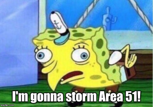 Mocking Spongebob Meme | I'm gonna storm Area 51! | image tagged in memes,mocking spongebob | made w/ Imgflip meme maker