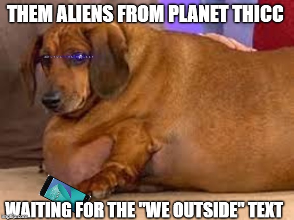 planet thicc | THEM ALIENS FROM PLANET THICC; WAITING FOR THE "WE OUTSIDE" TEXT | image tagged in big chungus | made w/ Imgflip meme maker