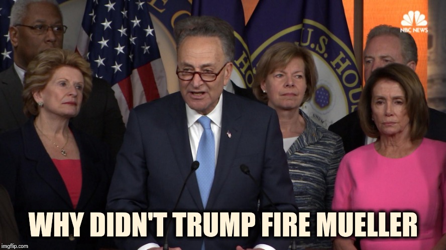Democrat congressmen | WHY DIDN'T TRUMP FIRE MUELLER | image tagged in democrat congressmen | made w/ Imgflip meme maker