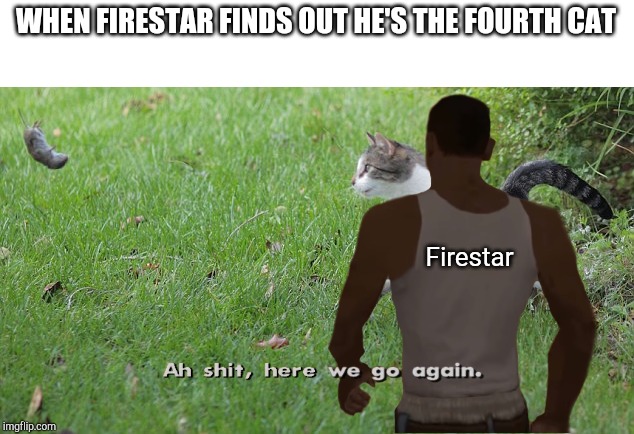 SPOILER ALERT FOR WARRIOR CATS | WHEN FIRESTAR FINDS OUT HE'S THE FOURTH CAT; Firestar | image tagged in warrior cat meme | made w/ Imgflip meme maker