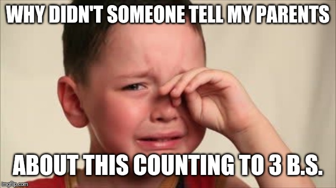Counting to 3 | WHY DIDN'T SOMEONE TELL MY PARENTS; ABOUT THIS COUNTING TO 3 B.S. | image tagged in crying kid | made w/ Imgflip meme maker
