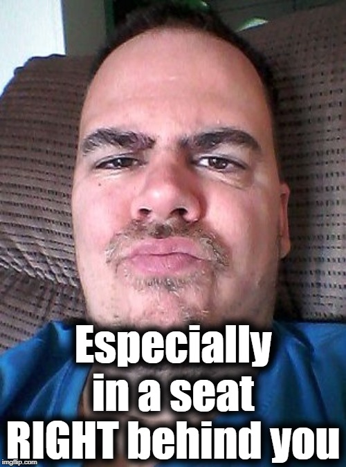 Scowl | Especially in a seat RIGHT behind you | image tagged in scowl | made w/ Imgflip meme maker