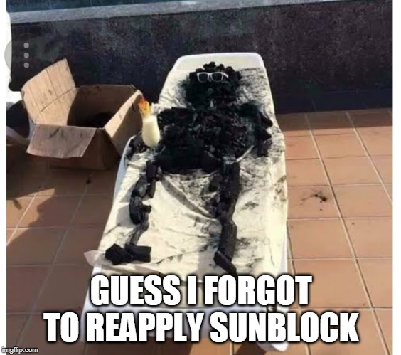 Heat | GUESS I FORGOT TO REAPPLY SUNBLOCK | image tagged in heat | made w/ Imgflip meme maker