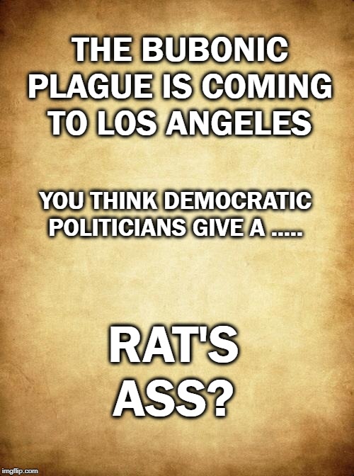 Get Ready LA | THE BUBONIC PLAGUE IS COMING TO LOS ANGELES; YOU THINK DEMOCRATIC POLITICIANS GIVE A ..... RAT'S ASS? | image tagged in politics,political meme,political,memes | made w/ Imgflip meme maker