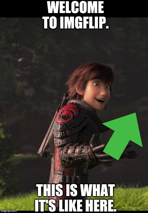 Excited Hiccup | WELCOME TO IMGFLIP. THIS IS WHAT IT'S LIKE HERE. | image tagged in excited hiccup | made w/ Imgflip meme maker