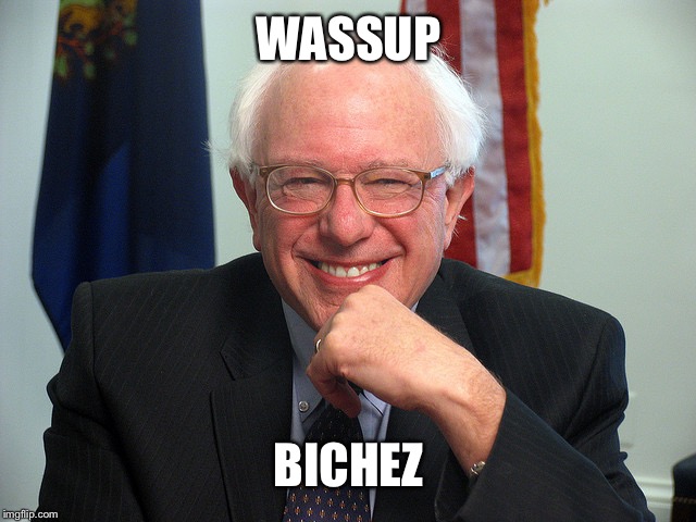 Bernie Sanders | WASSUP; BICHEZ | image tagged in bernie sanders | made w/ Imgflip meme maker