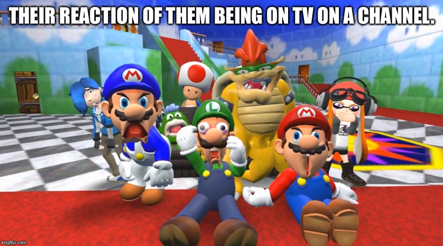 SMG4 | THEIR REACTION OF THEM BEING ON TV ON A CHANNEL. | image tagged in smg4 | made w/ Imgflip meme maker