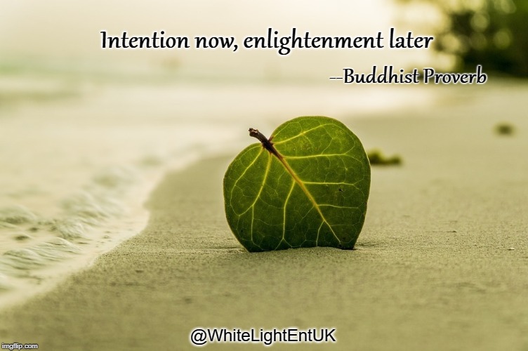 Intention Now | Intention now, enlightenment later; --Buddhist Proverb; @WhiteLightEntUK | image tagged in intention,buddhism,enlightenment,work,focus,peace | made w/ Imgflip meme maker