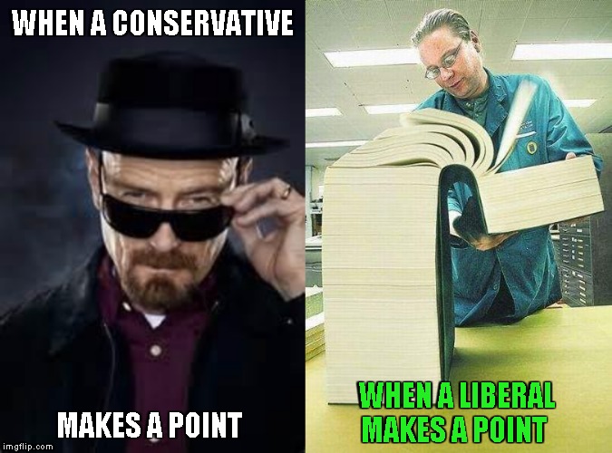 WHEN A CONSERVATIVE MAKES A POINT WHEN A LIBERAL
MAKES A POINT | image tagged in words that offend liberals,heisenberg deal with it | made w/ Imgflip meme maker