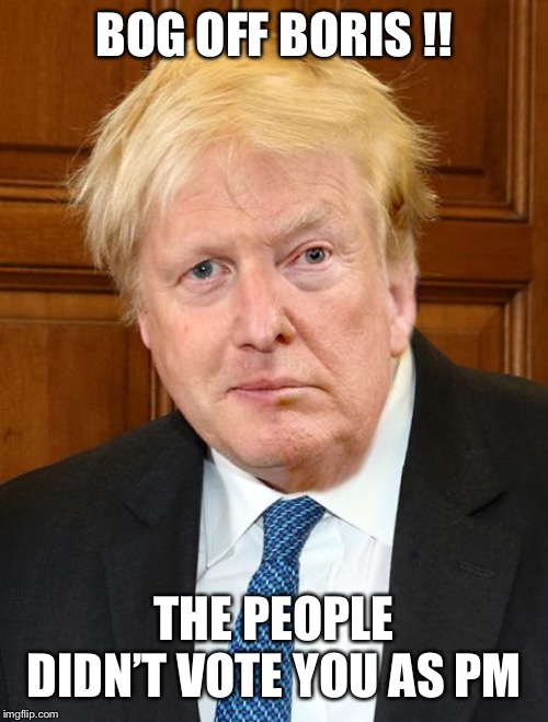 Bog off Boris | BOG OFF BORIS !! THE PEOPLE DIDN’T VOTE YOU AS PM | image tagged in bog off boris | made w/ Imgflip meme maker