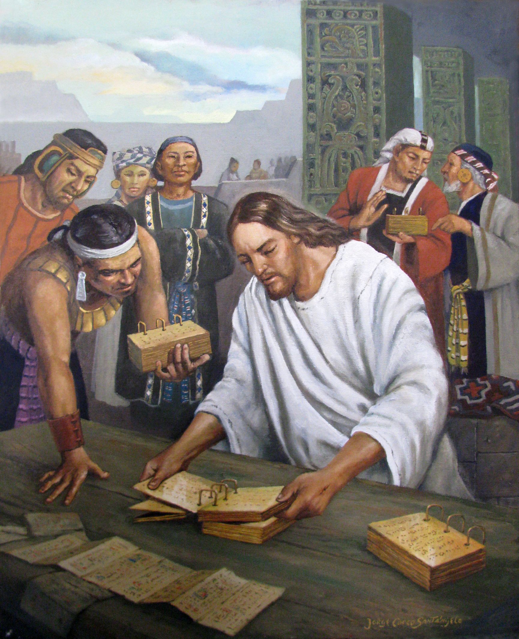 Jesus looking at plates Blank Meme Template