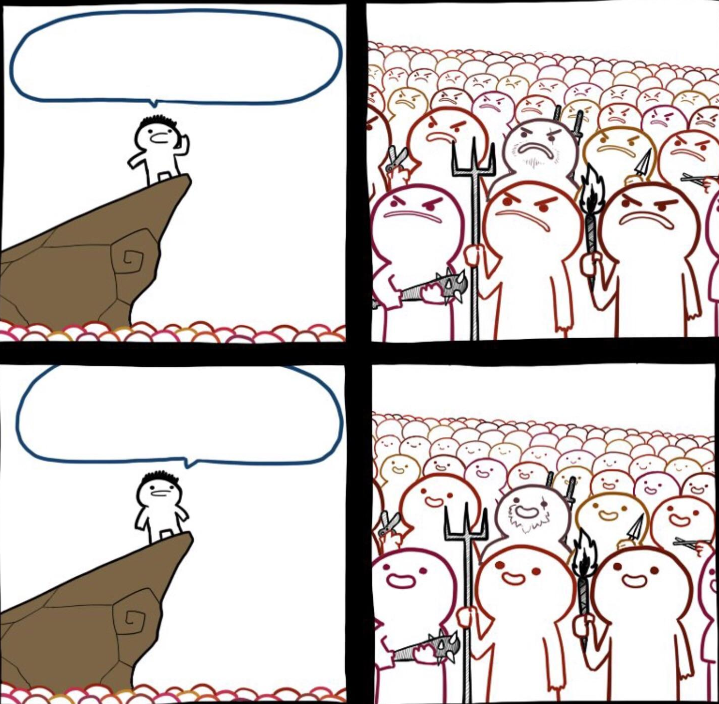 Mad crowd happy crowd Blank Meme Template
