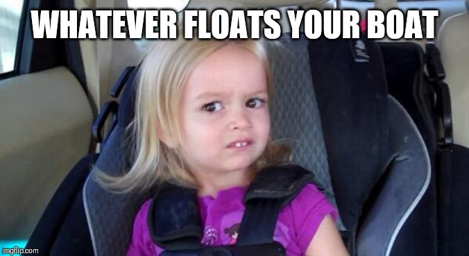 wtf girl | WHATEVER FLOATS YOUR BOAT | image tagged in wtf girl | made w/ Imgflip meme maker