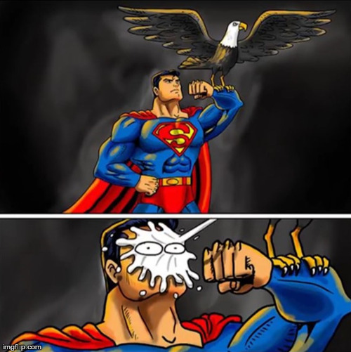 Eagle ate some McDonalds | image tagged in superheroes | made w/ Imgflip meme maker