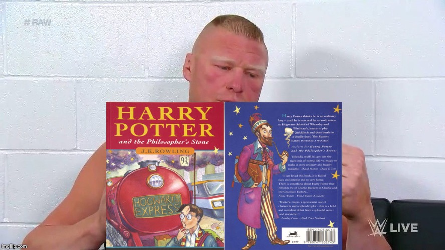 Brock Lesnar Reading Some Harry Potter | image tagged in wwe brock lesnar,harry potter,lol,memes,magazines | made w/ Imgflip meme maker