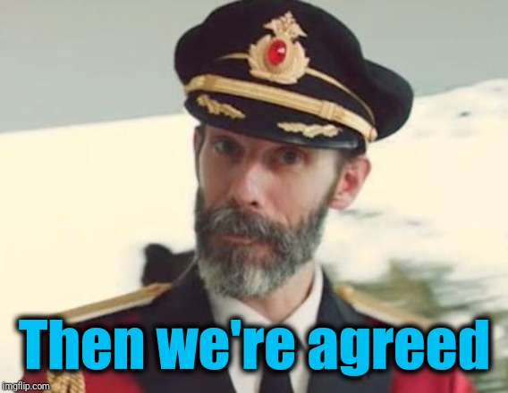 Captain Obvious | Then we're agreed | image tagged in captain obvious | made w/ Imgflip meme maker