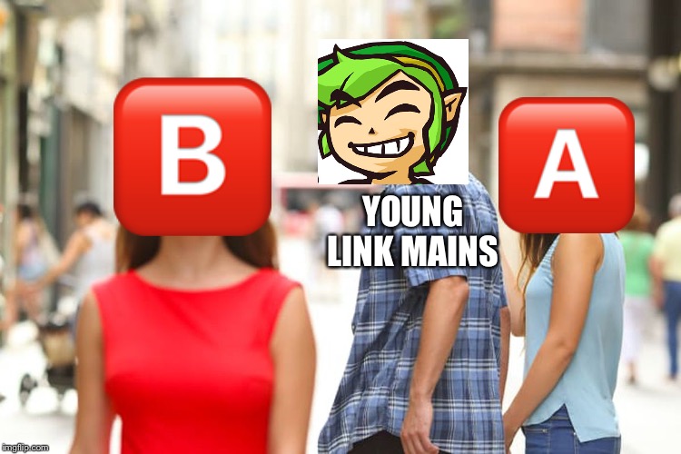 Distracted Boyfriend Meme | ?️ YOUNG LINK MAINS ?️ | image tagged in memes,distracted boyfriend | made w/ Imgflip meme maker