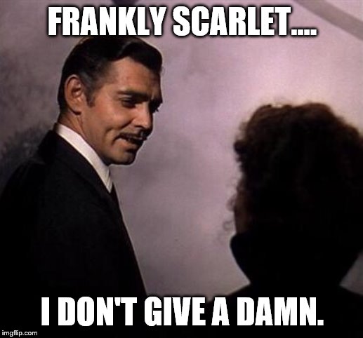 Gone With the Wind | FRANKLY SCARLET.... I DON'T GIVE A DAMN. | image tagged in gone with the wind | made w/ Imgflip meme maker
