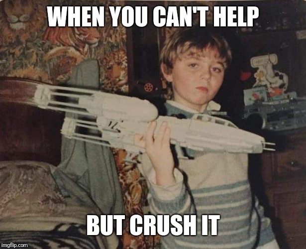 Winning Wesley | WHEN YOU CAN'T HELP; BUT CRUSH IT | image tagged in winning wesley | made w/ Imgflip meme maker