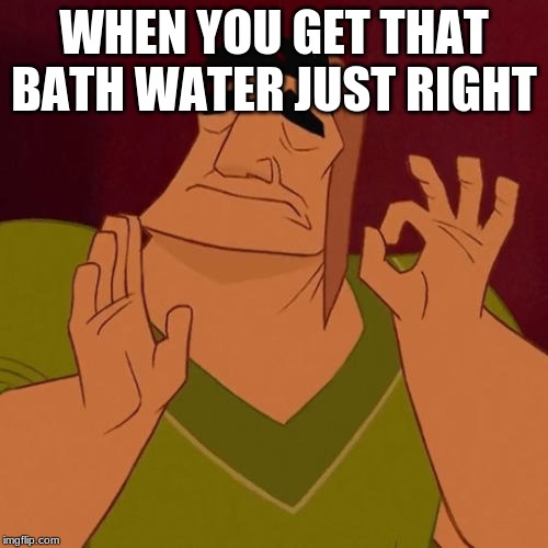 When X just right | WHEN YOU GET THAT BATH WATER JUST RIGHT | image tagged in when x just right | made w/ Imgflip meme maker