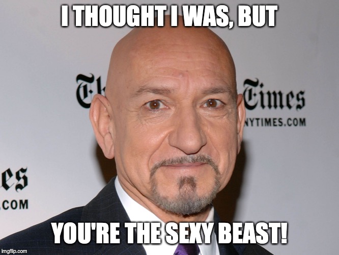 Ben Kingsley | I THOUGHT I WAS, BUT YOU'RE THE SEXY BEAST! | image tagged in ben kingsley | made w/ Imgflip meme maker