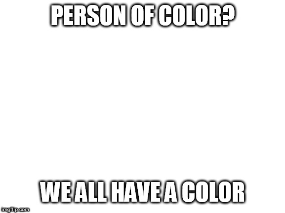 Blank White Template | PERSON OF COLOR? WE ALL HAVE A COLOR | image tagged in blank white template | made w/ Imgflip meme maker