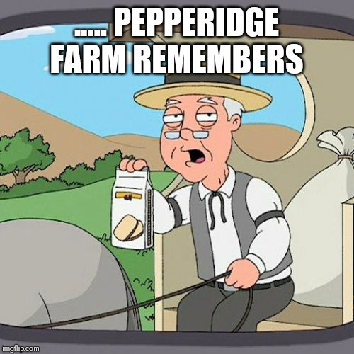 Pepperidge Farm Remembers Meme | ..... PEPPERIDGE FARM REMEMBERS | image tagged in memes,pepperidge farm remembers | made w/ Imgflip meme maker