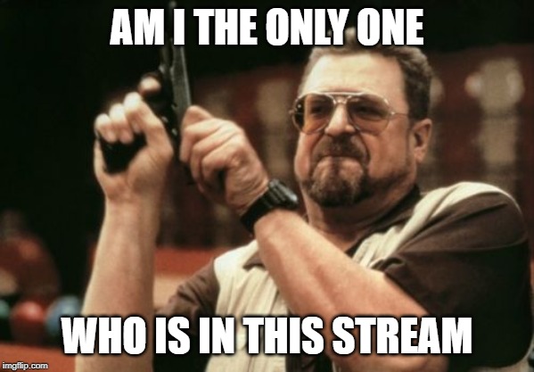 Am I The Only One Around Here | AM I THE ONLY ONE; WHO IS IN THIS STREAM | image tagged in memes,am i the only one around here | made w/ Imgflip meme maker