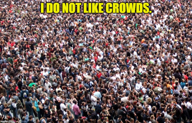crowd of people | I DO NOT LIKE CROWDS. | image tagged in crowd of people | made w/ Imgflip meme maker