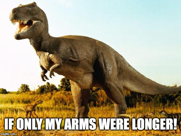 T-Rex | IF ONLY MY ARMS WERE LONGER! | image tagged in t-rex | made w/ Imgflip meme maker