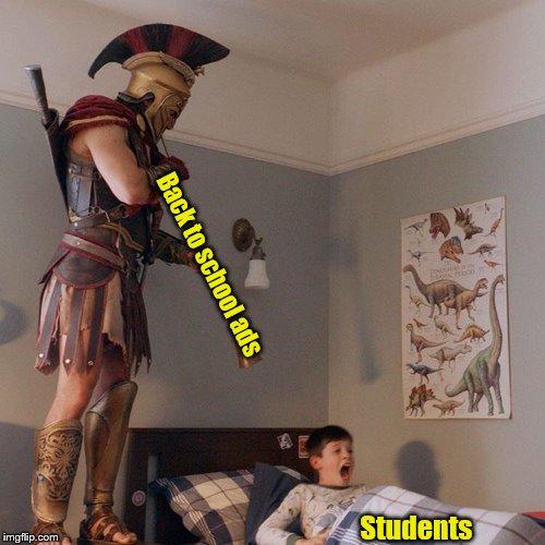 Spartan Soldier Alarm Clock | Back to school ads; Students | image tagged in spartan soldier alarm clock | made w/ Imgflip meme maker