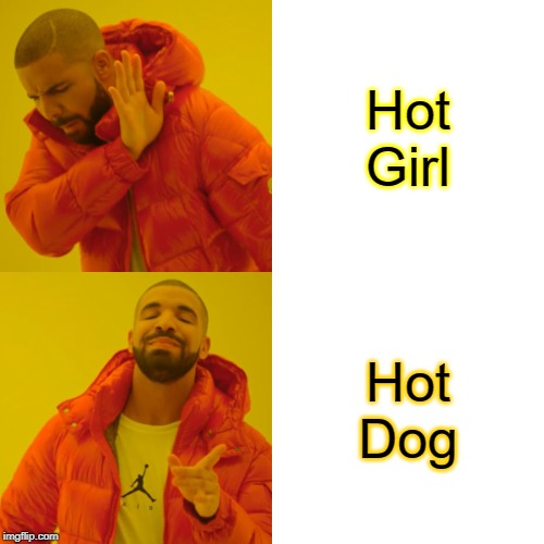 Drake Hotline Bling Meme | Hot Girl; Hot Dog | image tagged in memes,drake hotline bling | made w/ Imgflip meme maker