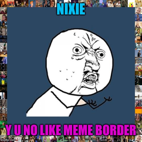 NIXIE Y U NO LIKE MEME BORDER | image tagged in memes,y u no | made w/ Imgflip meme maker