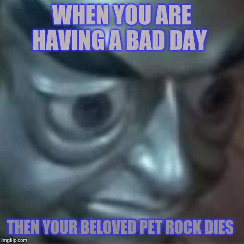 Depressed but then more depressed | WHEN YOU ARE HAVING A BAD DAY; THEN YOUR BELOVED PET ROCK DIES | image tagged in depressed but then more depressed | made w/ Imgflip meme maker