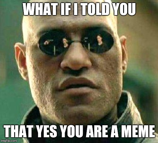What if i told you | WHAT IF I TOLD YOU THAT YES YOU ARE A MEME | image tagged in what if i told you | made w/ Imgflip meme maker