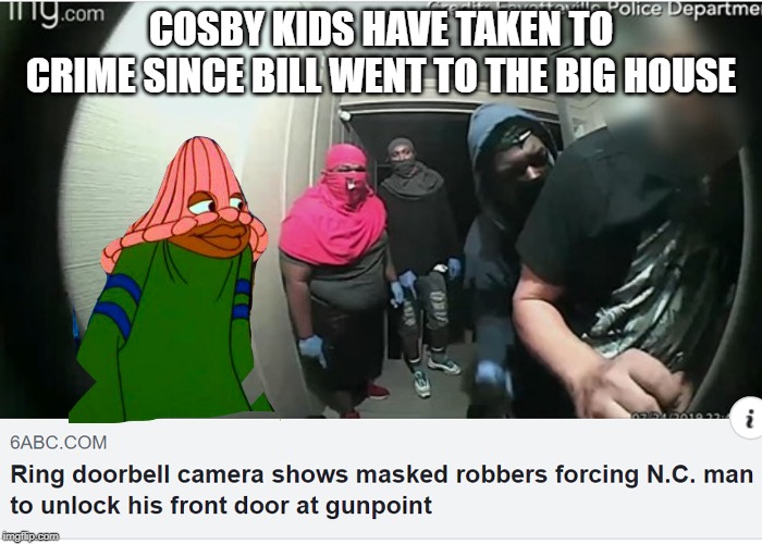 Gang just ain't the same since Cosby went to jail | COSBY KIDS HAVE TAKEN TO CRIME SINCE BILL WENT TO THE BIG HOUSE | image tagged in cosby kids,dumb donald,fat albert,fayetteville | made w/ Imgflip meme maker