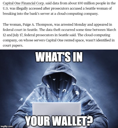 That's 1/3 of the United States | WHAT'S IN; YOUR WALLET? | image tagged in hacker,capitol one | made w/ Imgflip meme maker